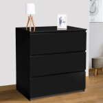 Idmarket commode 3 tiroirs tomi 78 cm bois noir