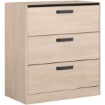 Commode - 3 tiroirs - coloris ch�ne et noir - l80 x p44 x h88 cm - parisot - zodiac
