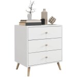 Homcom - commode 3 tiroirs - bois - 60x40x68cm - blanc