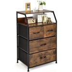 Commode�4�tiroirs�avec�2��tag�res - goplus - tour�de�rangement�avec�cadre�en�m�tal - tiroirs�en�tissu ...
