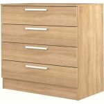 Commode 4 tiroirs en bois imitation chne - co9004 - bois clair - terre de nuit