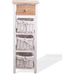 Mueble dappoint commode 4 tiroirs bois osier blanc beige 85x31x27 Mueble dappoint commode 4 tiroirs bois osier blanc beige 85x31x27