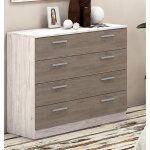 Commode avec 4 tiroirs coloris pin andersen pin gris - longueur 100 x profondeur 40 x hauteur 84 cm