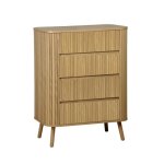 Commode 4 tiroirs. d�cor stri� naturel. l 80x p 45 h 100cm