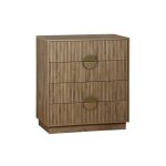 Commode d�cor bois de manguier rainur� 4 tiroirs celian