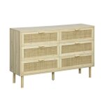 Commode cannage et effet bois 6 tiroirs camargue Commode cannage et effet bois 6 tiroirs camargue