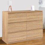 Idmarket commode 6 tiroirs tomi 110 cm bois fa�on h�tre