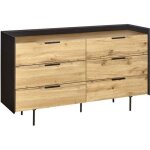 Commode 6 tiroirs miko noir et bois