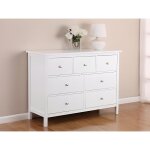 Commode albane - albane - 7 tiroirs - pin blanc - bois - panneaux de particules