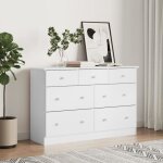 Commode alta blanc 112x35x73 cm bois massif de pin