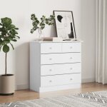 Commode - alta - blanc - bois massif de pin - 5 tiroirs - 77x35x73 cm