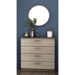 Commode 4 tiroirs en bois imitation ch�ne shannon - co180 - bois clair - fabriqu� en france - terre de ...