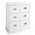 Commode en bois massif et mdf laqu blanc - longueur 60 x hauteur 75 x profondeur 30 cm