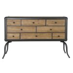 Commode en bois sapin et pied en m�tal avec 8 tiroirs - largeur 129 x hauteur 79 x profondeur 42 cm