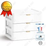 Commode de bureau  tiroirs en plastique - tech discount - blanc - rangement de documents de bureau - ...