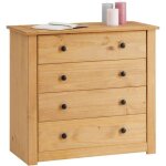 Commode cancun buffet avec 4 grands tiroirs en pin massif � la finition teint�e et cir�e