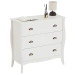 Commode de chambre antoinette style baroque rococo design moderne rangement avec 3 tiroirs en pin massif ...