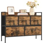 Commode pour chambre - songmics - 5 tiroirs en tissu - cadre en acier - marron rustique et noir dencre ... Commode pour chambre - songmics - 5 tiroirs en tissu - cadre en acier - marron rustique et noir dencre ...