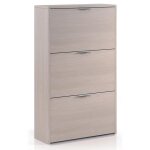 Commode � chaussures en bois de 3 portes coloris ch�ne - dim : 113 x 60 x 22 cm