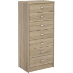 Chiffonnier donia h 112 cm en bois coloris ch�ne sonoma petite commode avec 7 tiroirs en colonne meuble ...