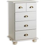 Commode colmar chiffonnier apothicaire rangement avec 4 tiroirs en pin massif lasur blanc