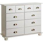Commode colmar chiffonnier apothicaire rangement avec 8 tiroirs en pin massif lasur blanc