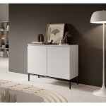 Commode � deux portes - bemmi - 100 cm - blanc avec pieds noirs