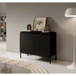 Commode � deux portes - bemmi - 100 cm - noir avec pieds noirs