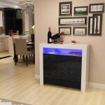 Commode de eclairage led meuble de rangement avec 4 compartiments de stockage + 2 portes sur salon chambre ... Commode de eclairage led meuble de rangement avec 4 compartiments de stockage + 2 portes sur salon chambre ...