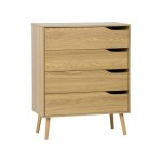 Commode effet frêne. 4 tiroirs. pieds en pin massif Commode effet frêne. 4 tiroirs. pieds en pin massif