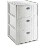 Commode elegance 3 tiroirs blancs - stefanplast - 40x40x60 cm - plastique - r�sine - el�gance - chic