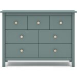 Commode enfant 7 tiroirs en bois massif vert p�trole 110 - melvin