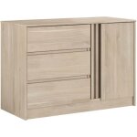 Commode escale - 3 tiroirs - 1 porte - d�cor ch�ne - l 1098 x h 768 x p 50 cm