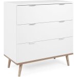 Commode g�teborg - 3 tiroirs - d�cor blanc et ch�ne - style scandinave - l 798 x p 40 x h 865 cm