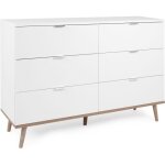 Commode g�teborg 6 tiroirs - d�cor ch�ne sonoma blanc - l 120 x p 40 x h 865 cm