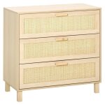 Commode - homcom - 4 tiroirs cannage en rotin meuble de rangement mobilier chambre - mdf - 80x40x80cm ...