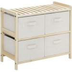 Homcom - commode en tissu - bois de sapin - 59x28x50cm - bois naturel beige