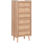Commode - home esprit - naturel rotin - bois de paulownia - 2 tiroirs - 45 x 97 x 35 cm