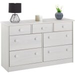 Commode rondo bahut buffet meuble de rangement avec 3 petits et 4 grands tiroirs en pin massif lasur� ...
