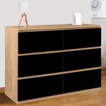 Idmarket commode 6 tiroirs tomi 110 cm bois fa�on h�tre et noir