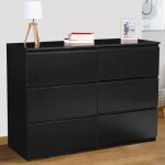 Idmarket commode 6 tiroirs tomi 110 cm bois noir