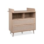 Commode  langer bb 2 tiroirs en bois naturel effet cannage - co7085 - bois naturel - terre de nuit ...