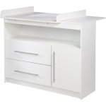 Commode � langer roba maren - blanc - plan amovible - 2 tiroirs - 1 porte - compartiment ouvert