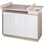 Commode  langer roba olaf - 3 portes - compartiment ouvert - blanc / effet bois