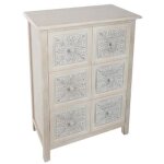 Commode en mdf de 6 tiroirs coloris chne - dim : l. 64 x l. 34 x h. 94 cm