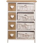 Commode meuble 8 tiroirs bois osier blanc marron - mobili rebecca - vintage - chambre