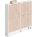 Commode meuble à chaussures 4 portes blanc brillant - effet bois - hauteur 98 x longueur 97 x profondeur ... Commode meuble à chaussures 4 portes blanc brillant - effet bois - hauteur 98 x longueur 97 x profondeur ...