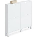 Commode meuble à chaussures 4 portes blanc brillant - hauteur 98 x longueur 97 x profondeur 17 cm Commode meuble à chaussures 4 portes blanc brillant - hauteur 98 x longueur 97 x profondeur 17 cm