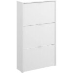 Commode meuble à chaussures 3 portes coloris blanc - longueur 61 x profondeur 25 x hauteur 113 cm Commode meuble à chaussures 3 portes coloris blanc - longueur 61 x profondeur 25 x hauteur 113 cm