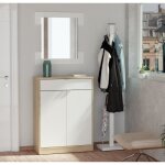 Commode meuble  chaussures coloris blanc brillant - cambrian - hauteur 101 x longueur 75 x profondeur ...